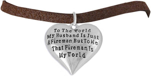 My Firefighter is My World, Wife Adjustable Bracelet, Hypoallergenic, Safe-Nickel, Lead, Cadmium Free