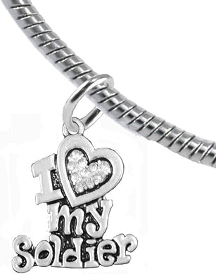 Army, I Love My Soldier, Snake Chain Bracelet Hypoallergenic, Safe-Nickel, Lead, Cadmium Free