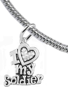 Army, I Love My Soldier, Snake Chain Bracelet Hypoallergenic, Safe-Nickel, Lead, Cadmium Free