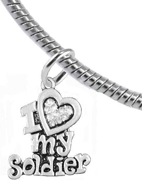 Army, I Love My Soldier, Snake Chain Bracelet Hypoallergenic, Safe-Nickel, Lead, Cadmium Free