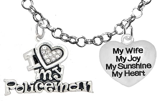 Policeman's, I Love My Policeman, My Wife, My Joy, My Sunshine, Adjustable Rolo Chain Necklace, Hypoallergenic, Safe-Nickel, Lead, Free