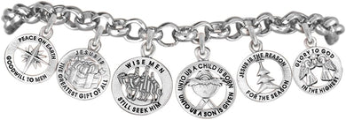 Christmas Exclusive, 6 Charm, Adjustable Chain Bracelet Hypoallergenic, Safe-Nickel, Lead, Cadmium Free