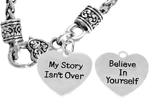 My Story Isn't Over, Believe In Yourself, On A Small Antique Wheat Chain Necklace, Hypoallergenic Safe-Nickel, Lead And Cadmium Free