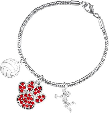 Red Crystal Paw Volleyball, Adjustable, Safe-Hypoallergenic, Nickel, Lead and Cadmium Free