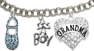 Grandma, Its A Boy, Adjustable Bracelet, Hypoallergenic, Safe-Nickel, Lead, Cadmium Free