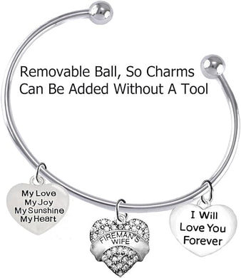 Firefighter Wife, My Love, My Joy, My Sunshine, I Will Love You Forever Bracelet, Hypoallergenic, Safe-Nickel, Lead, Free