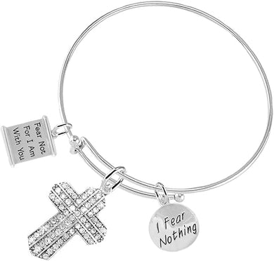 Fear Not for I Am with You Christian Crystal Stones, 3 Charm Adjustable Bracelet Hypoallergenic, Safe-Nickel, Lead, Free