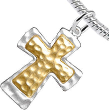 Two Tone Matt Gold and Silver Christian Cross Bracelet, Adjustable, Hypoallergenic, Safe-Nickel, Lead, and Cadmium Free