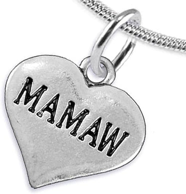 Mamaw Heart Charm Necklace Hypoallergenic, Adjustable, Safe, Nickel, Lead & Cadmium Free!