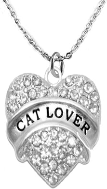 Cat Lover Adjustable Crystal Heart Necklace