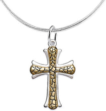 Cross Two Tone Matt Gold Ikarian Pattern, Adjustable Necklace Hypoallergenic, Safe-Nickel, Lead, and Cadmium Free