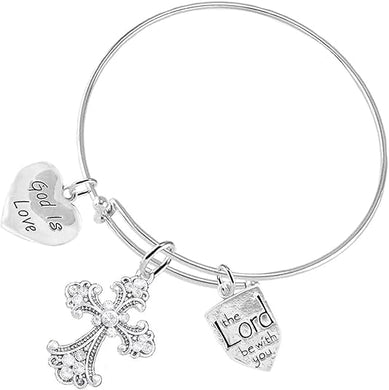 Christian 3 Charm Adjustable Bracelet Hypoallergenic, Safe-Nickel, Lead, Free