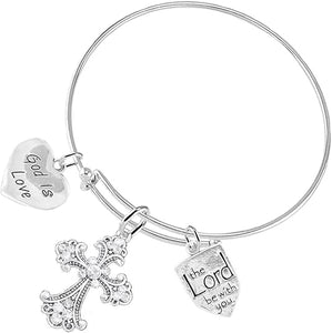 Christian 3 Charm Adjustable Bracelet Hypoallergenic, Safe-Nickel, Lead, Free