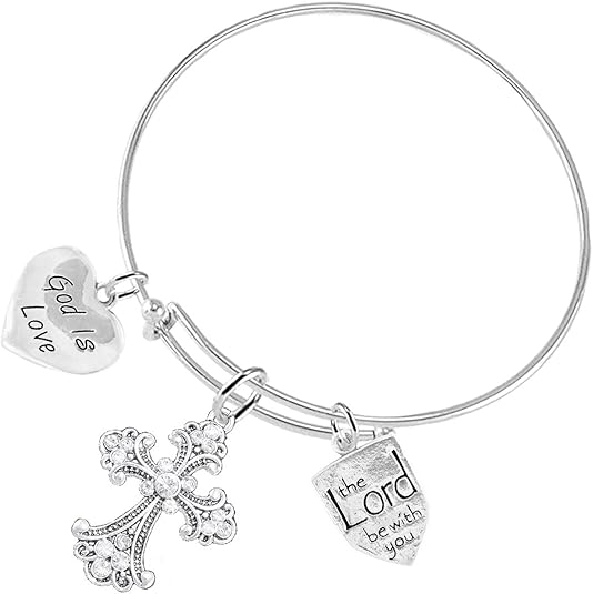 Christian 3 Charm Adjustable Bracelet Hypoallergenic, Safe-Nickel, Lead, Free