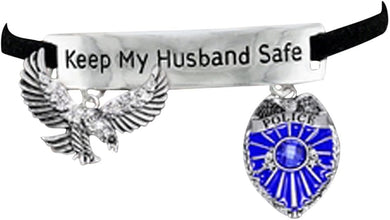 Policeman Keep My Husband Safe Policeman's Wife Hypoallergenic Adjustable Bracelet. Nickle, Lead Free