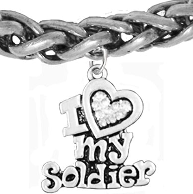 Army, I Love My Soldier, Wheat Chain Bracelet Hypoallergenic, Safe-Nickel, Lead, Cadmium Free