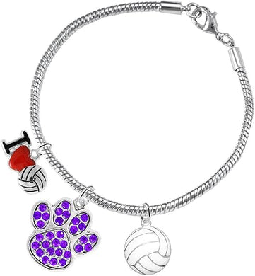 Purple Crystal Paw Volleyball, Adjustable, Safe-Hypoallergenic, Nickel, Lead Free