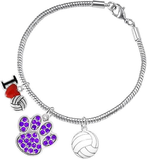 Purple Crystal Paw Volleyball, Adjustable, Safe-Hypoallergenic, Nickel, Lead Free