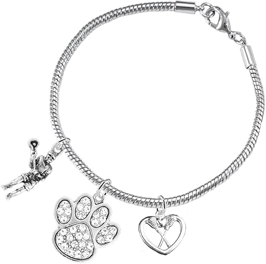Lacrosse Jewelry, Orange Crystal Paw Jewelry, Hypoallergenic Safe-Nickel, Lead and Cadmium Free!