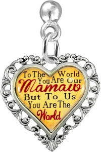 Mamaw Heart Charm Post Earring" Hypoallergenic, Safe-Nickel, Lead & Cadmium Free!