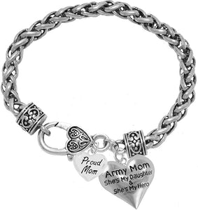 Army, Enlisted Daughter, Proud Mom, My Daughter is My Hero, Hypoallergenic, Safe-Nickel, Lead, Cadmium Free