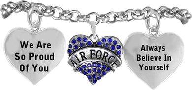 The Air Force Crystal Heart Hypoallergenic Adjustable, Nickel, Lead Free