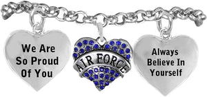 The Air Force Crystal Heart Hypoallergenic Adjustable, Nickel, Lead Free
