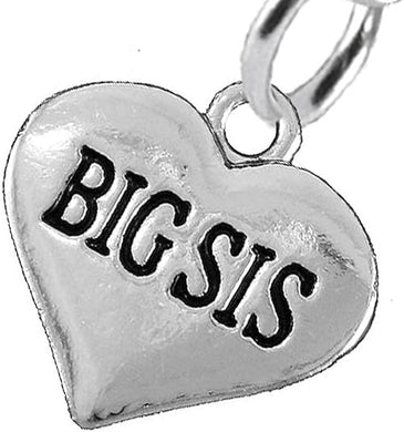 Big Sis Heart Charm Post Earring Hypoallergenic, Safe-Nickel, Lead & Cadmium Free!