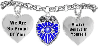 Policewoman's We are So Proud of You Hypoallergenic Adjustable Bracelet. Nickle and Lead Free