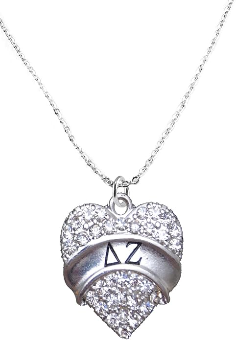 Delta Zeta Crystal Heart Necklace - Licensed Sorority Jewelry Manufacturer