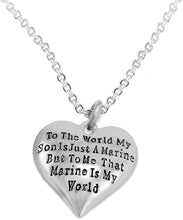 Marine Mom, My Son, is My World Necklace, Hypoallergenic, Safe- Nickel, Lead and Cadmium Free