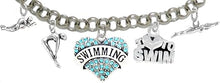 I Love Swimming 5 Charm Adjustable Bracelet, Hypoallergenic, Safe-Nickel Free, No Poisonous Lead Or Cadmium
