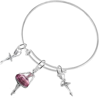 Ballet 3 Charm Adjustable Bracelet Hypoallergenic. Safe-Nickle, Lead and Cadmium Free!