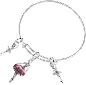 Ballet 3 Charm Adjustable Bracelet Hypoallergenic. Safe-Nickle, Lead and Cadmium Free!