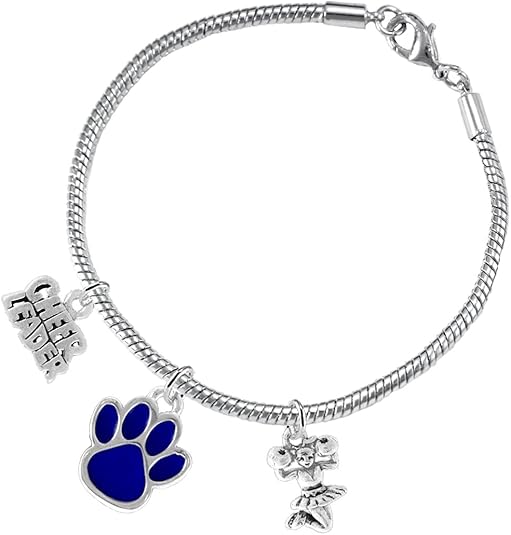 Paw Crystal Cheer 3 Charm Bracelet Safe-Hypoallergenic, Nickel, Lead and Cadmium Free