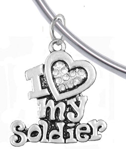Army, I Love My Soldier Bracelet, Hypoallergenic, Safe-Nickel, Lead, Free