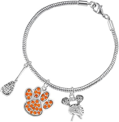 Lacrosse Jewelry, Orange Crystal Paw Jewelry, Hypoallergenic Safe-Nickel, Lead and Cadmium Free!