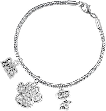 Paw Crystal Cheer 3 Charm Bracelet Safe-Hypoallergenic, Nickel, Lead and Cadmium Free