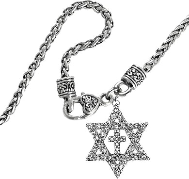 Messianic Christian Silvertone Crystal Star Of David,Cross On A Antique Wheat Chain Necklace.If you do not believe that this jewelry is beautiful when you receive it,simply return it for a full refund, Large, Silver, Carnelian