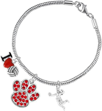 Red Crystal Paw Volleyball, Adjustable, Safe-Hypoallergenic, Nickel, Lead and Cadmium Free