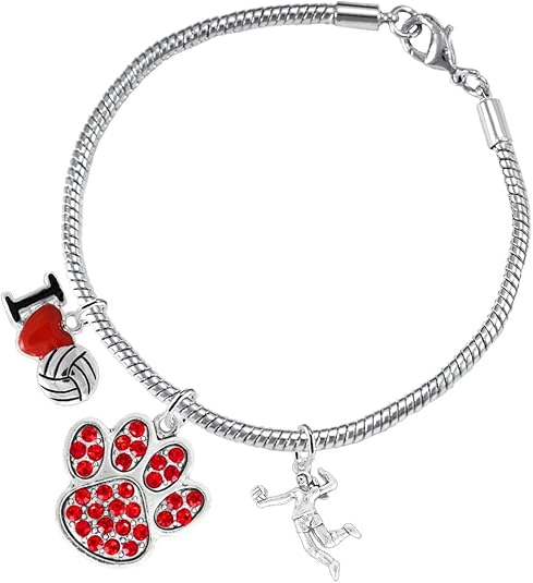 Red Crystal Paw Volleyball, Adjustable, Safe-Hypoallergenic, Nickel, Lead and Cadmium Free