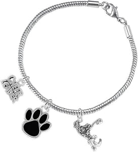 Black Paw Cheer 3 Charm Bracelet Safe-Hypoallergenic, Nickel, Lead and Cadmium Free