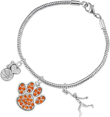 Orange Paw Crystal Basketball Jewelry, Adjustable, Safe-Hypoallergenic, Nickel, Lead Free