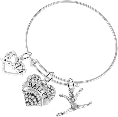 Ballet 3 Charm Adjustable Bracelet Hypoallergenic. Safe-Nickle, Lead and Cadmium Free!