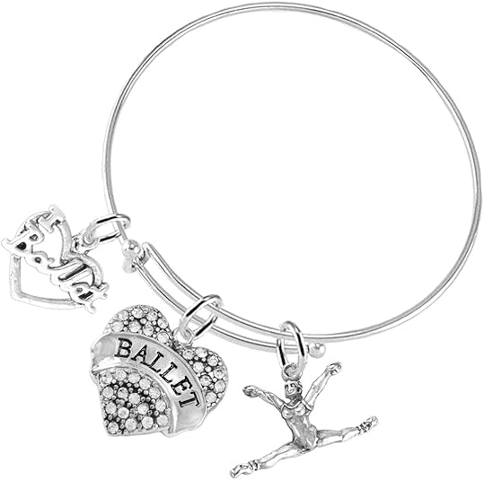 Ballet 3 Charm Adjustable Bracelet Hypoallergenic. Safe-Nickle, Lead and Cadmium Free!