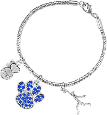 Blue Paw Crystal Basketball Jewelry, Adjustable, Safe-Hypoallergenic, Nickel, Lead Free