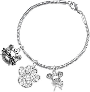 Lacrosse Jewelry, Clear Crystal Paw Jewelry, Hypoallergenic Safe-Nickel, Lead and Cadmium Free!