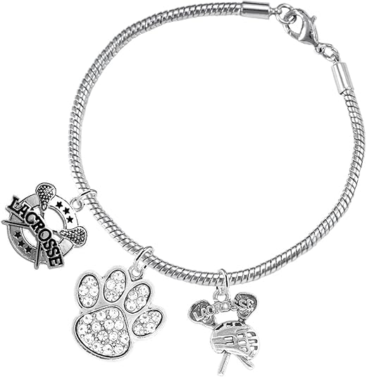 Lacrosse Jewelry, Clear Crystal Paw Jewelry, Hypoallergenic Safe-Nickel, Lead and Cadmium Free!