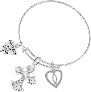Christian 3 Charm Adjustable Bracelet Hypoallergenic, Safe-Nickel, Lead, Free