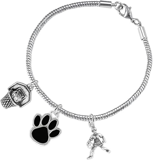 Black Paw Basketball Jewelry, Adjustable, Safe-Hypoallergenic, Nickel, Lead Free